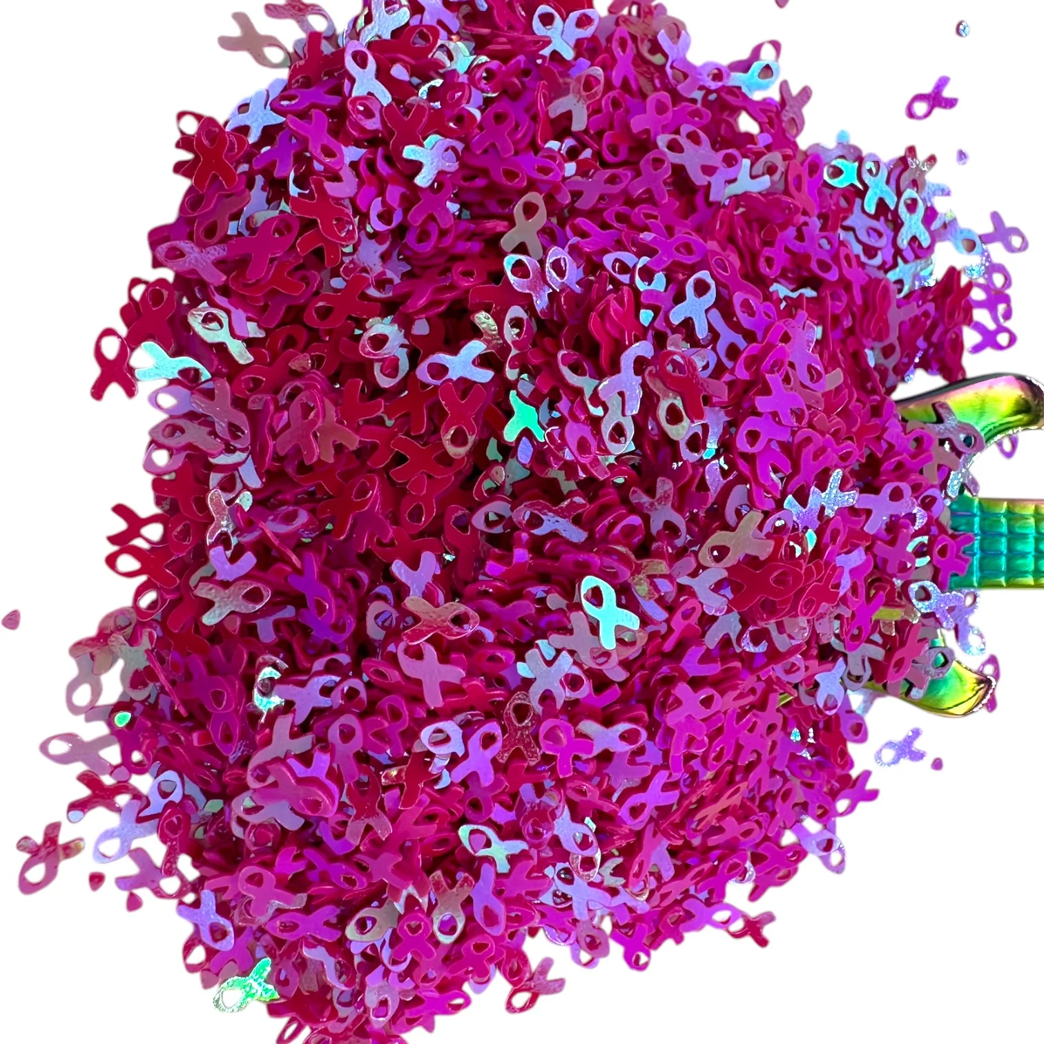Cancer Awareness Ribbons Bundle With Confetti Holographic Glitter Shapes - Image 11