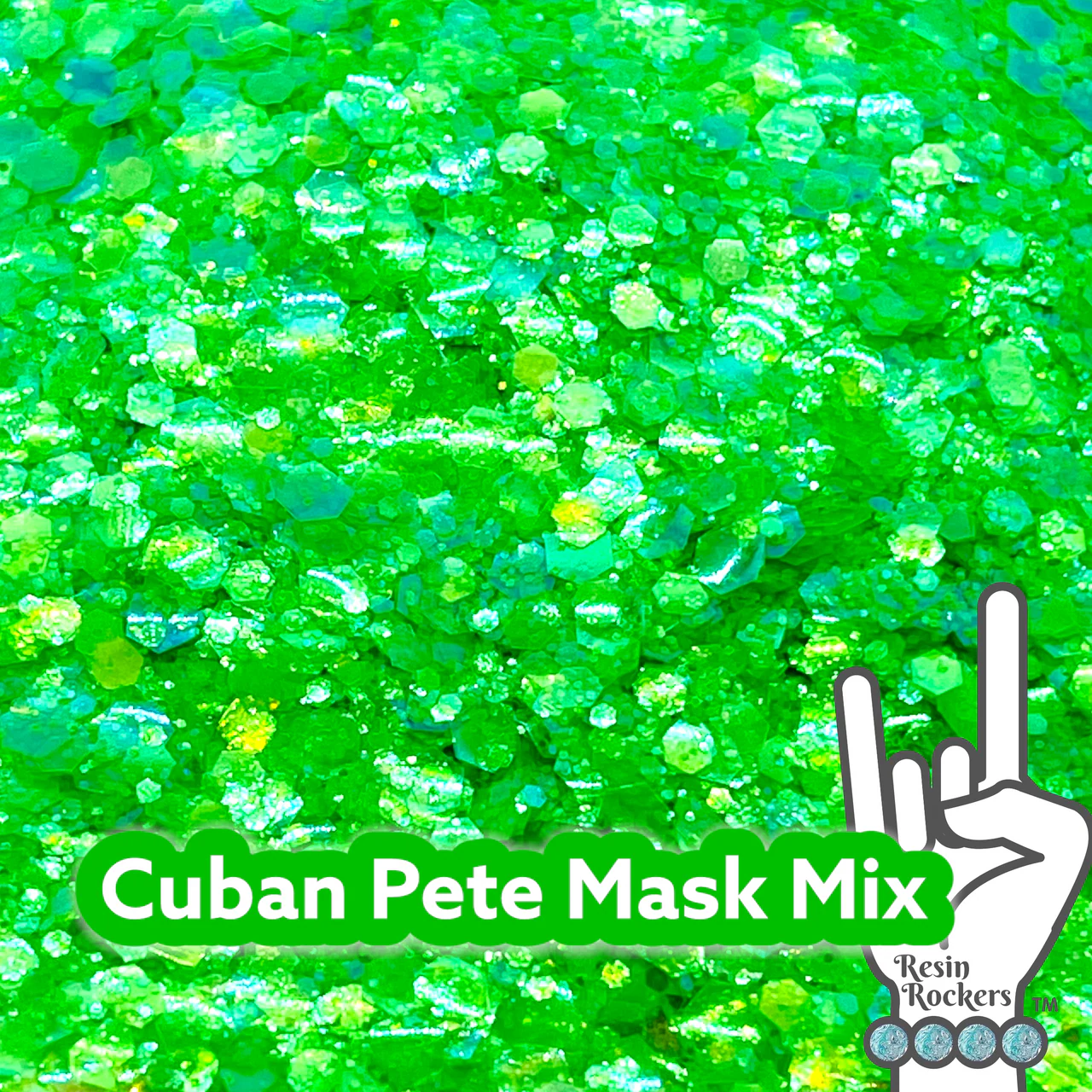 Cuban Pete Mask Green Fluorescent Iridescent Chunky Glitter Mix