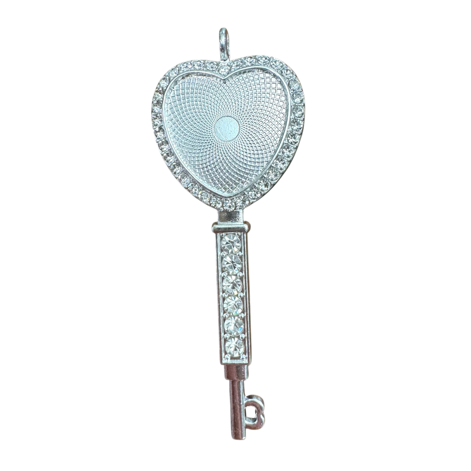 Cubic Zirconia Heart Key Bezel Blank