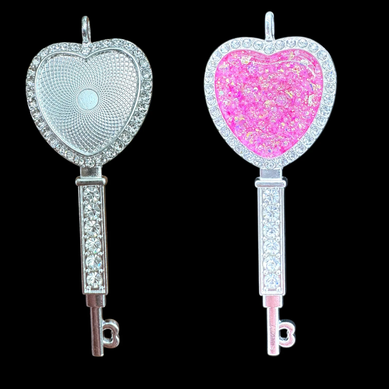 Cubic Zirconia Heart Key Bezel Blank - Image 2