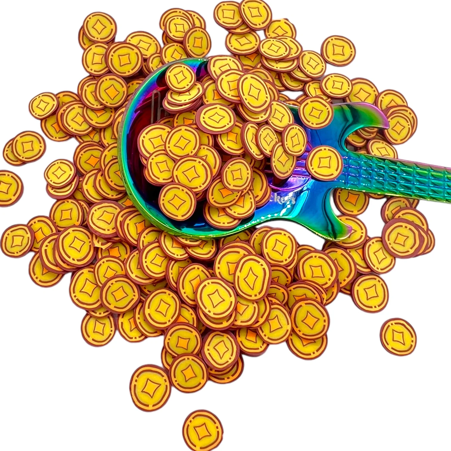 Gold Coin Polymer Clay Pieces