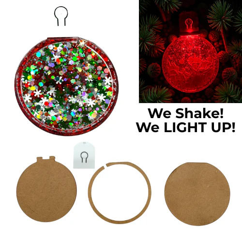 LED Light Up Snow Globe Shaker Ornament Blanks Globe Kit