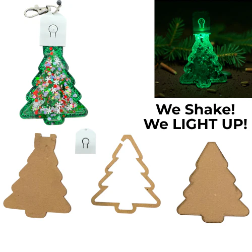 Christmas Tree Light Up LED Snow Globe Shaker Ornament Blank Kit