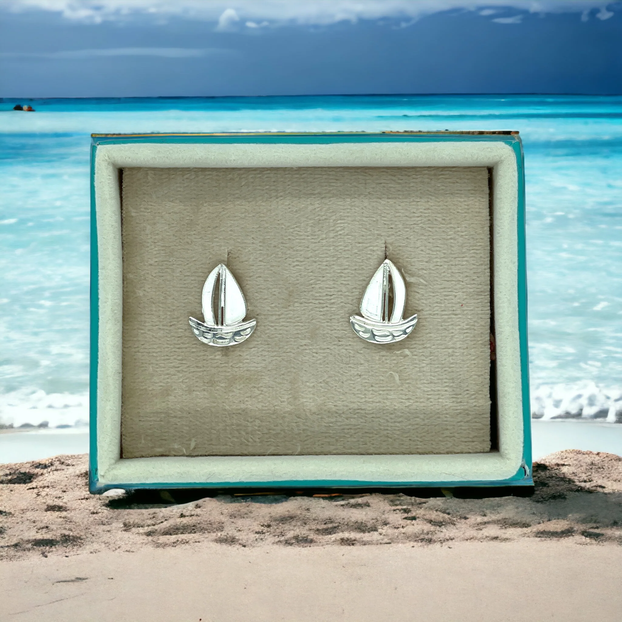 Sailboat 925 Sterling Silver Stud Earring Blanks