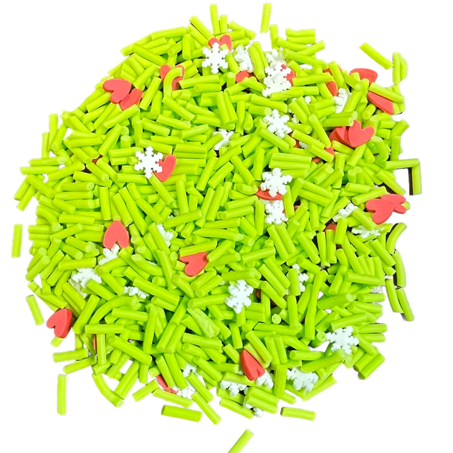 Snowflakes and Hearts Grinchy Green Polymer Clay Pieces