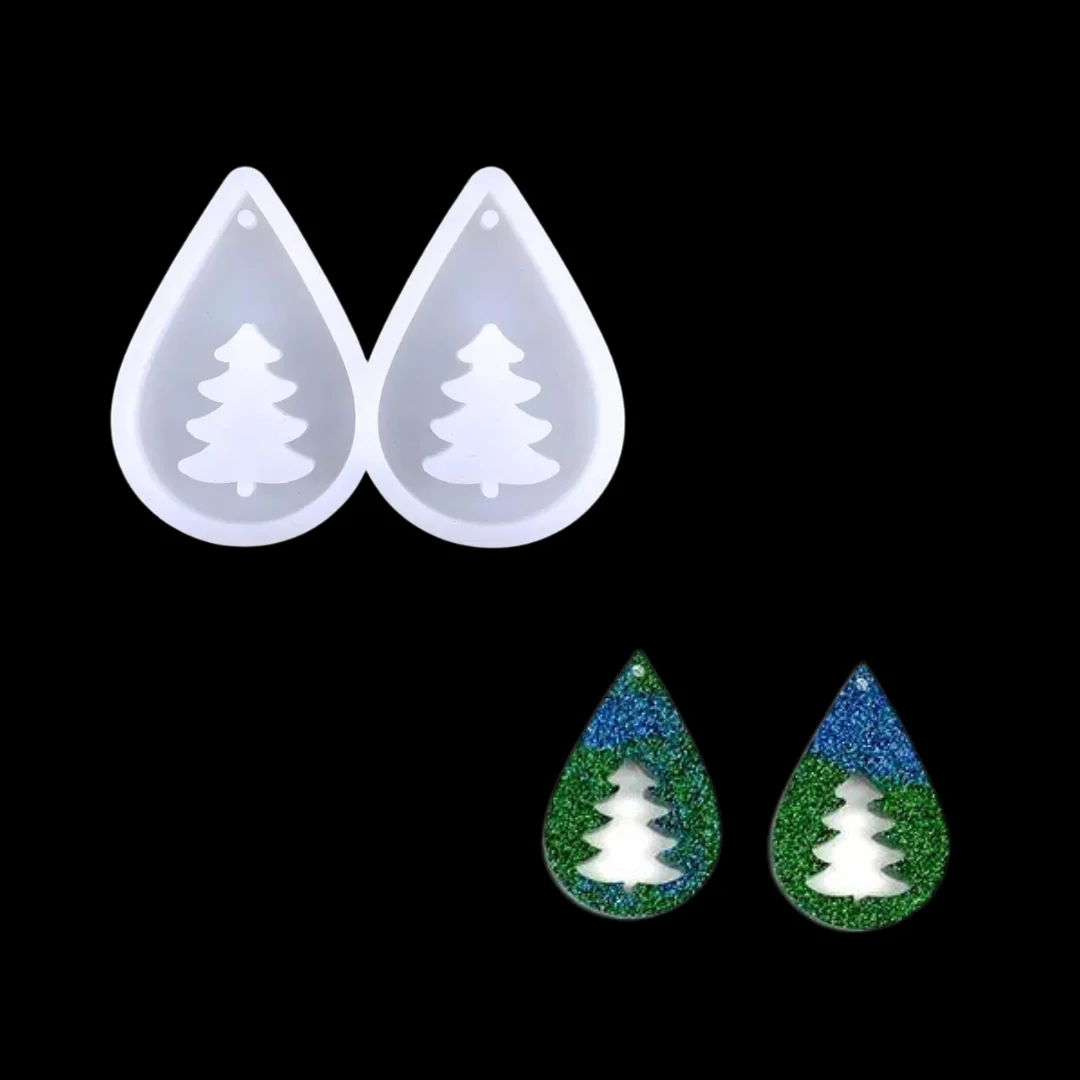 Teardrop Holiday Pine Tree Dangle Earring Mold