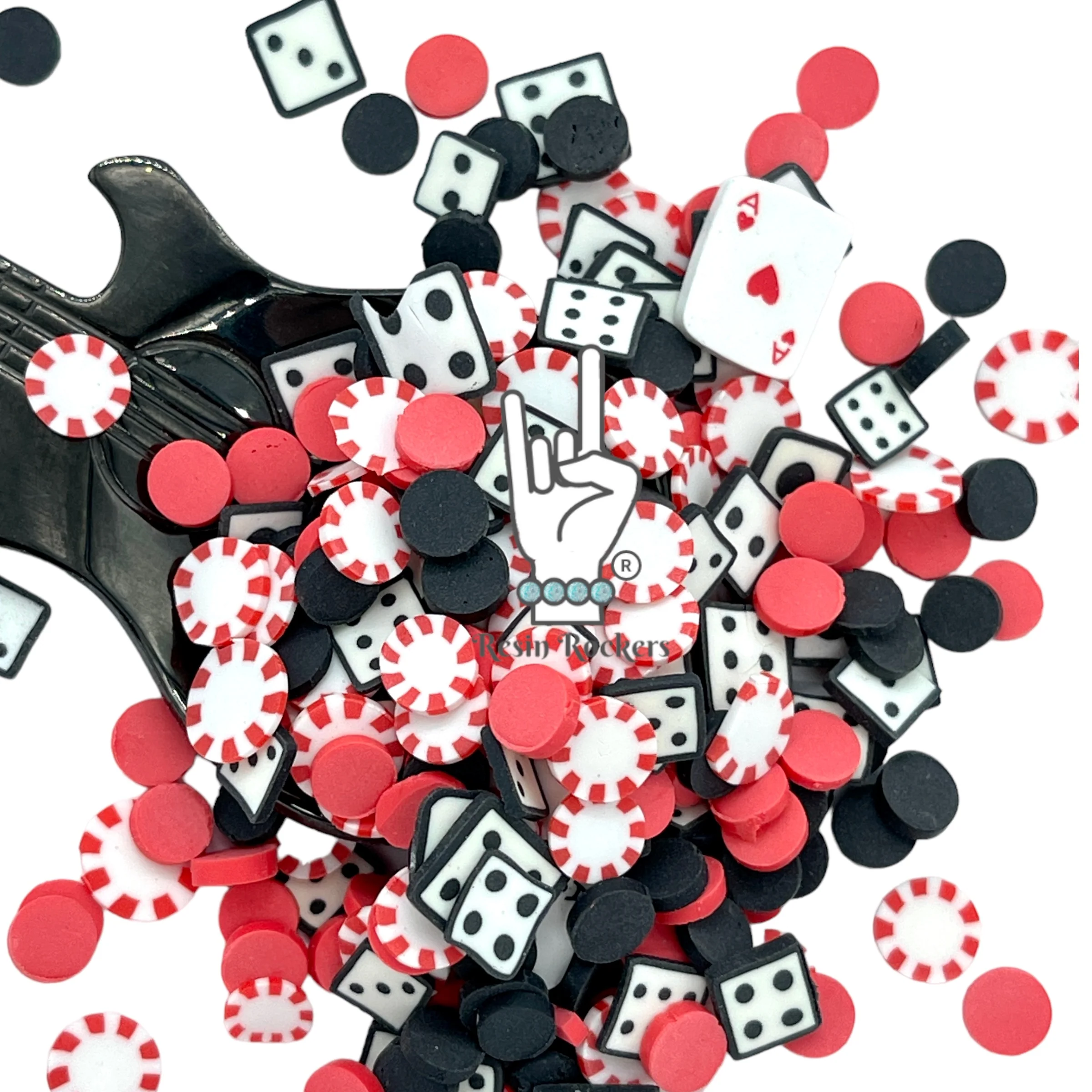 The Gambler Mix with Card, Poker Chip, and Dice Polymer Clay Pieces